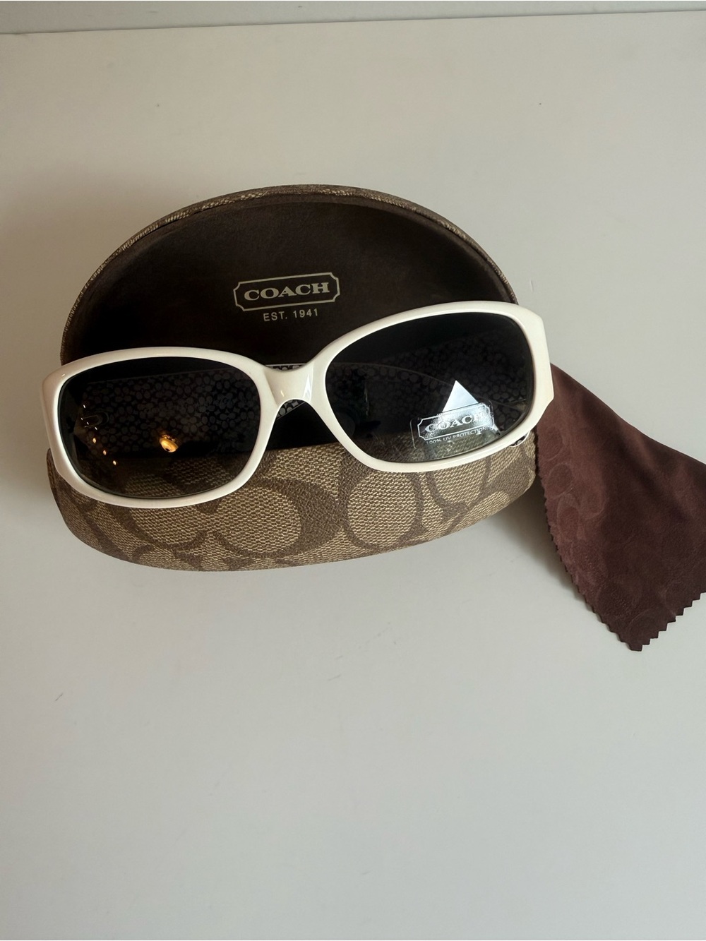 Coach Keri S464 White Black Signature Sunglasses Case Cloth Women’s Vintage NEW - Picture 5 of 8